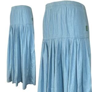 Vintage 90s Gene Ewing Bis Denim Maxi Skirt | Boho Western Cottagecore 165